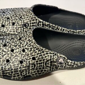 CROCS Black and White Animal Print Clogs